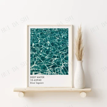 Blue Lagoon Umenia, Tlače, Plagát | Wall Art | Minimalistický Fotografie | Textúra Vody Tlač Plagátu | Pantone Inšpirácie